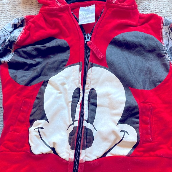 DISNEY Mickey Mouse Hooded Sweatshirt Zip Front Boy Girl Size 3 - Picture 2 of 4